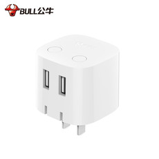 公牛（BULL）自动防过充插头/自动断电充电器/双USB接口总输出2.4A/可折叠插脚 U212T