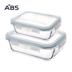 ABS爱彼此 耐热玻璃系列密封保鲜盒两件组 学生饭盒
