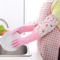 品兔 防水加绒厨房清洁家务乳胶手套洗碗洗衣服橡胶手套刷手套