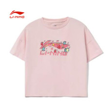 李宁/LI NING 运动时尚系列女子圆领宽松短袖文化衫2021年夏季AHSR832