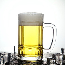 红兔子玻璃把手啤酒杯扎啤杯400ml大容量水杯茶杯牛奶杯酒杯家用玻璃茶杯子
