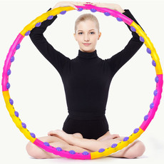 新型双排磁疗组装花纹塑料硬管呼啦圈塑身磁珠呼啦圈