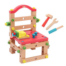 小皇帝 木制螺母组合益智玩具 拆装工具椅 组装工具椅 可当凳子 鲁班椅