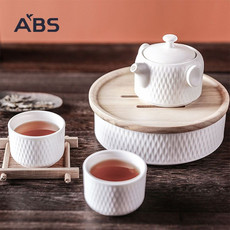 ABS爱彼此 古朴系列隽菱纹陶瓷茶具礼盒（5件组）