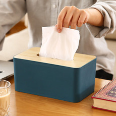 物物洁 简约北欧风纸巾盒木盖抽纸盒实木客厅遥控器收纳盒创意餐厅纸盒