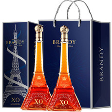 【爆款促销】法国铁塔进口正品XO白兰地高档洋酒组合礼盒装包邮【大牛美食】